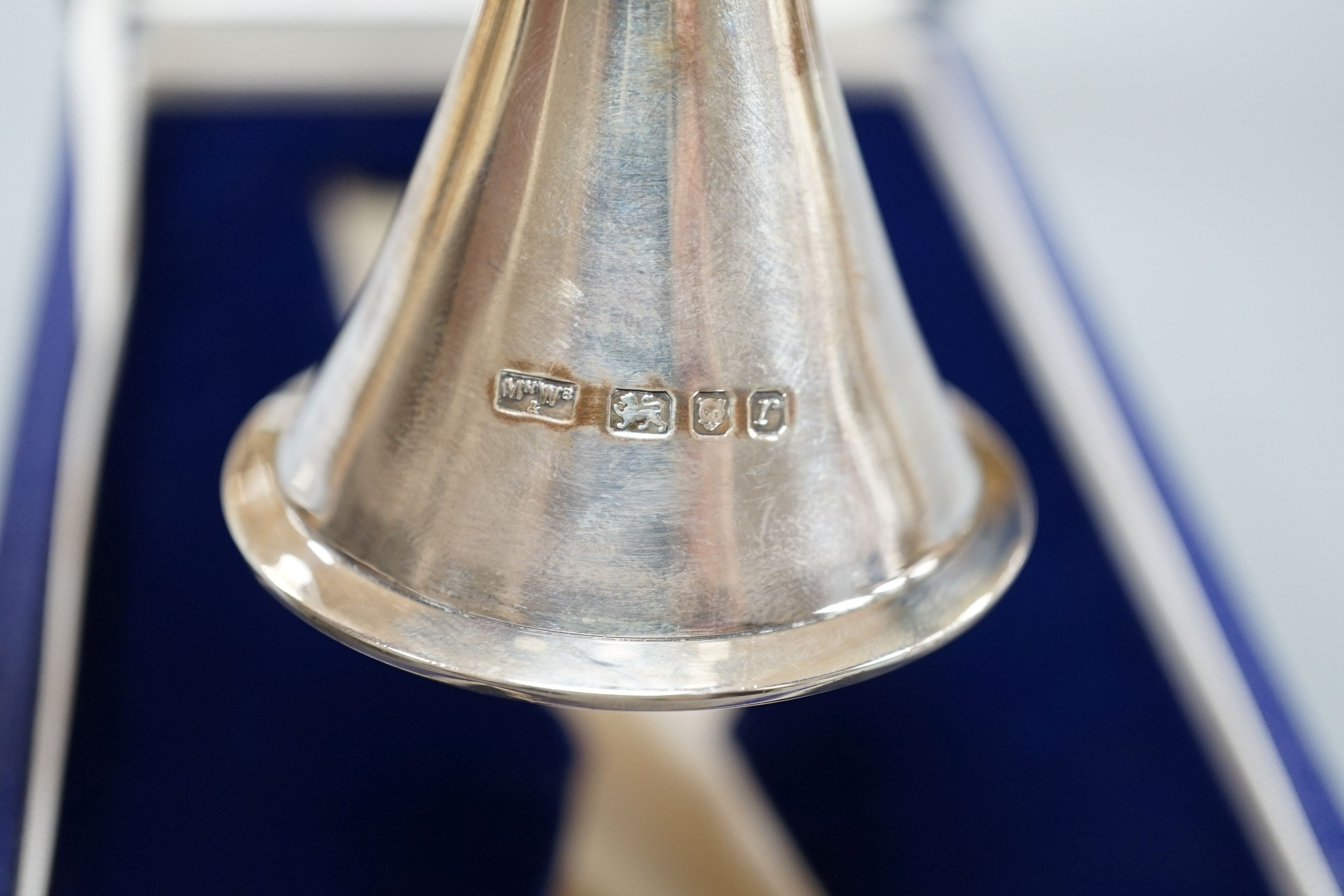 A cased Mappin and Webb parcel gilt silver limited edition QEII Silver Wedding Anniversary goblet, numbered 359/1000, London, 1972, 15.5cm, 7oz.